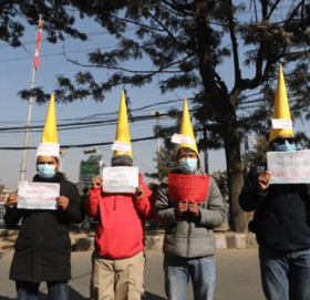 संसद बिघटन बिरुद्ध विवेकशिल साझा पार्टीद्वरा प्रर्दशन