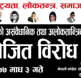 दोरम्बमा शनिबार कांग्रेसले बृहत प्रर्दशन गर्दै