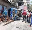 जोरपाटीमा ब्रेक फेल भएर सवारी सडकमै पल्टियो
