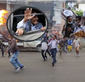 जोरपाटीमा ओली र विद्याको पुत्ला जलाई बिरोध प्रदर्शन, ५ जना पक्राउ