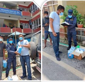 तरुण दल नेता गोकुल रोकाद्वारा प्रहरी वृत बौद्धलाइ स्वास्थ्य सामग्री प्रदान